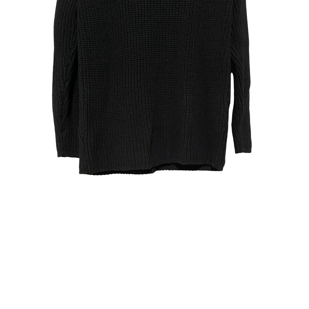 Jenni Kayne Cabin V Neck Knit Cotton Oversized Pullover Sweater Size XXS Black
